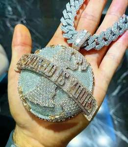 6 Ct Tester Pass Real Moissanite Colgante de letra personalizada para hombre Plata de Ley 925 - Product Image 1