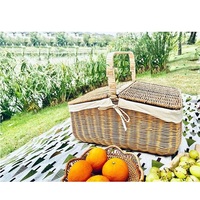 Panier de pique-nique rectangulaire pliable en rotin, léger, écologique, de style vintage, multifonctionnel, fait main, avec poignée