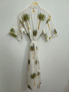 ชุดคลุมกิโมโนสำหรับเพื่อนเจ้าสาวพิมพ์ลายคอตตอนความยาวถึงพื้นชุดนอนฤดูร้อนเอวเป็นธรรมชาติขนาดเดียว - Product Image 5