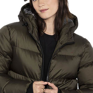 High Quality Women's Puffer Jacket Custom Logo Bubble Coats Satin Fabric Shearling Leather Printed Techniques New Lady <b>Clothes</b> - Product Image 4