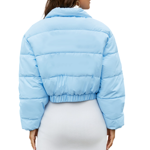 <b>Women's</b> Regular Fit <b>Cropped</b> <b>Puffer</b> <b>Jacket</b>, Warm Polyester-Padded Coat for Chic Winter Glow Wholesale Custom Logo <b>Puffer</b> <b>Jacket</b> - Product Image 2