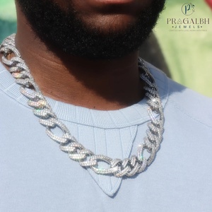 Hip Hop Vvs Moissanite Người Đàn Ông Của Iced out Spiked <span class=keywords><strong>Figaro</strong></span> Infinity Liên Kết Cuba Chuỗi Với 925 Sterling Bạc Vượt Qua Kim Cương Tester - Product Image 2
