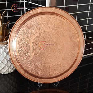 ถาดเสิร์ฟผลไม้ชุบเคลือบทรงกลมทำจากทองแดงสำหรับตกแต่งบ้านสุดหรูถาดเสิร์ฟผลไม้ทำจากวัสดุทองแดงแกะสลักสำหรับตกแต่งบ้าน - Product Image 5
