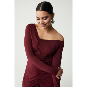 ETHIQUET Lynxbb Abito Mini da Donna Plus Size con Collo Asimmetrico Monospalla, Orlo Arricciato e Allacciatura - Product Image 5