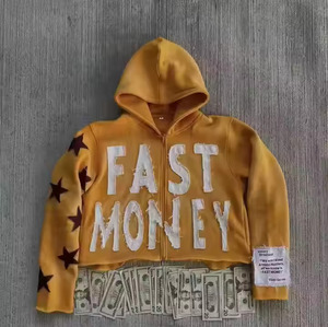 Sudadera con capucha bordada con apliques de hombro y gota de gran tamaño de alta calidad, sudaderas con capucha sin cuerdas de algodón 100% de peso pesado sin cuerdas para hombre - Product Image 5