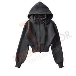 Sweat à capuche oversize personnalisé pour femme grande taille, automne-hiver, avec fermeture éclair et col rond - Product Image 2