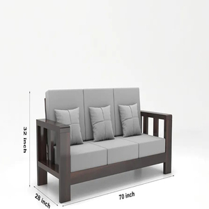 ชุดโซฟา5ที่นั่งทำจากไม้อะคาเซียไม้เนื้อแข็งโรสวูดเลานจ์สำหรับบ้านออฟฟิศและโรงแรม G-Walnut 5ที่นั่ง - Product Image 2