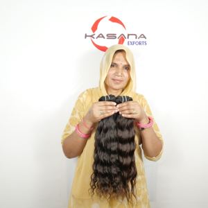 Extensiones de cabello humano de onda suelta profunda de trama doble de máquina de tejido indio 100% sin procesar - Product Image 3