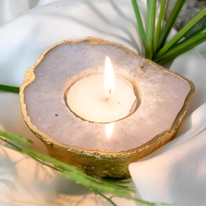 Premium Pierre Naturelle Agate Tranche Bougie Thé Lumière Titulaire Élégant De Luxe Article Décoratif pour La Maison De Noël Excellent - Product Image 2