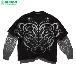เสื้อยืดออกกำลังกายแขนยาวทรงโอเวอร์ไซส์ ยูนิเซ็กซ์ ผ้าฝ้าย 100% สองชั้น ซักแห้งเร็ว เป็นมิตรกับสิ่งแวดล้อม ปักลายแบบกรด รุ่นใหม่ล่าสุด - Product Image 4