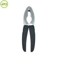 Casse-noix multifonction en métal chromé robuste avec poignée TPR, noir, 16,5 cm