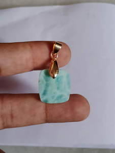 Pendentif en argent sterling fait main avec opale, taille de la pierre 10-15 mm, forme carrée, serti, plaqué rhodium, fiançailles, mariage, fête - Product Image 2