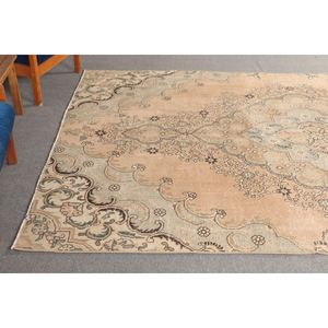 Tapis turc, tapis vintage 6,6x10,2 pieds, beige géométrique avec éléments floraux - Product Image 4