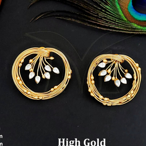 Superbes boucles d'oreilles Fusion de créateur à l'or poli - Product Image 1