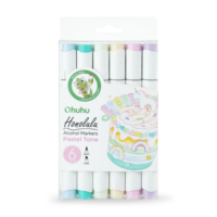 Ohuhu Lot de 6 marqueurs à alcool Honolulu Pastel Tone à double pointe (pinceau et ciseau) pour croquis, coloriage et illustration