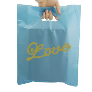 Bolsas ecológicas a precio de fábrica, bolsas de compras de plástico con asa de parche impresa con logotipo personalizado, bolsa troquelada - Product Image 5