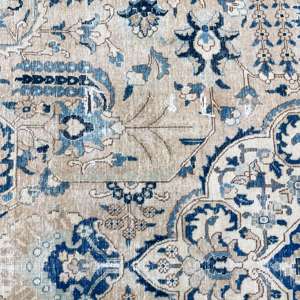 พรมตุรกี ขนาดใหญ่พิเศษ 8.3x11.7 ฟุต พรมวินเทจ สีน้ำเงินเบจ พรมขนสัตว์เปอร์เซีย - Product Image 3