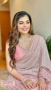 Georgette-Saree de trabajo de secuencia pesada para mujer, ropa India bonita y atractiva, pieza de blusa, barata, precio bajo, venta al por mayor - Product Image 6