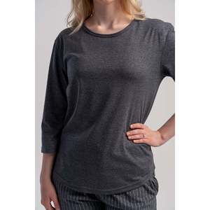KADIN P.SUPREM O YAKA 3/4KOL CEPLI 7/8 BOY PIJAMA TAKIM - สีเทา - สีเทา - Product Image 2