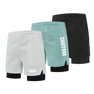 Short de fitness 2-en-1 pour homme Séchage rapide Respirant 95% Polyester 5% Spandex Solid Bermuda Pattern Mid Formal Bottom Back Pocket - Product Image 3