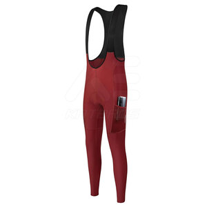 Cuissard de cyclisme pour homme, rouge, en spandex et mesh, ajusté, long, respirant, séchage rapide, avec poche - Product Image 1