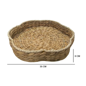 ถาดดอกไม้ทำจากผักตบชวา ขายส่งจากเวียดนาม ถาดเสิร์ฟลายดอกไม้ทำมือ ตะกร้าผลไม้สไตล์โบโฮ ของตกแต่งบ้าน งานฝีมือ - Product Image 2