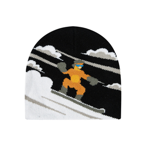 Custom Acrylic All Over <b>Print</b> Reversible Beanies Cap Graphic Jacquard Cuffless Ski Winter Slouchy <b>Hat</b> Beanie - Product Image 2