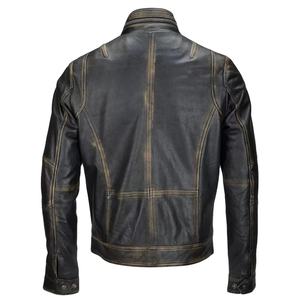 Blouson en cuir pour homme grande taille avec col rabattu, coupe varsity, doublure polaire, coupe-vent hivernal, logo frontal, OEM - Product Image 4