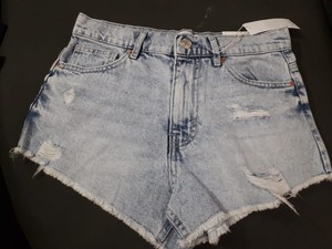 Shorts en jean délavé tendance de haute qualité pour femme, respirants, écologiques, coupe droite, taille mi-haute, fermeture éclair - Product Image 2