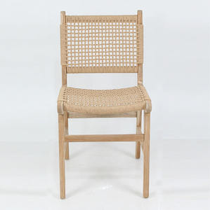 Meubles de salle à manger d'extérieur modernes, chaise de jardin en teck massif naturel, siège tissé à la main minimaliste, écologique, durable, parc - Product Image 2