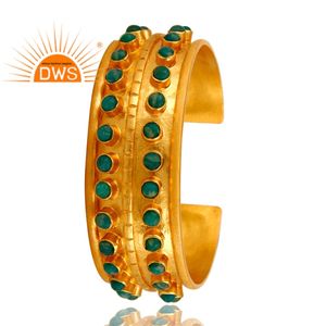 กำไลข้อมืออัญมณีอเมซอนธรรมชาติชุบทอง18K ดีไซน์ทำด้วยมือล่าสุด - Product Image 2