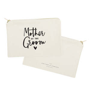Trousse de Toilette en Toile de Coton pour la Mère du Marié, Organisateur de Maquillage Pratique avec Logo Personnalisé, Motif Lettres Écologique - Product Image 2