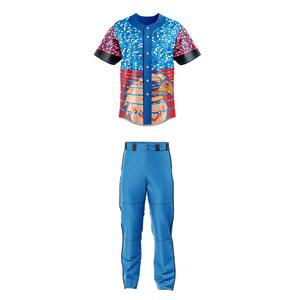 Uniforme de baseball pour hommes par sublimation personnalisée, maillot de baseball léger et pantalon long à séchage rapide et anti-odeur avec boutons - Product Image 1