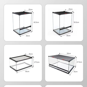 Cam Sürüngen Muhafazası Sağlam Basit Havalandırmalı File Üstlü İstiflenebilir Teraryum Ağaç Kurbağaları Gecko'lar Kertenkeleler Ön/Üst Erişim Tasarımlı - Product Image 2
