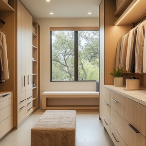 Système de <span class=keywords><strong>dressing</strong></span> moderne et écologique avec éclairage LED, étagères entièrement réglables, grande capacité de rangement pour chambre à coucher et hôtel - Product Image 1