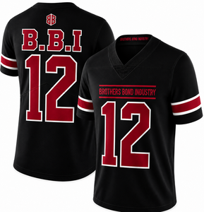 BROTHERS BOND INDUSTRY Maillot de football américain pour hommes, col en V, manches courtes, maille respirante, uniformes d'équipe numéro 12 - Product Image 5