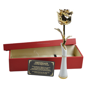 Support en céramique plaqué or pur véritable Rose Finition Design et boîtes de luxe Décoration d'emballage Meilleur cadeau Rose naturelle - Product Image 3