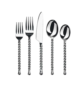 ชุดเครื่องใช้บนโต๊ะอาหารสแตนเลสสตีลจากอินเดียชุดเครื่องใช้บนโต๊ะอาหารด้ามยาวทำจากกระจก - Product Image 4