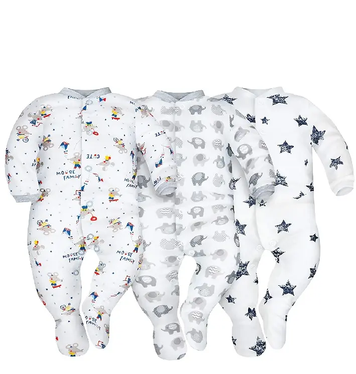 OEM Winter Autumn Printed Jumpsuit Baby Boy Girl Clothes 0-3 Months Bamboo Organic Cotton Comfort Baby Clothes Baby Rompers