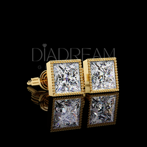 Pendientes de tuerca de corte princesa de diamante cultivado Leb de Plata de Ley 925, joyería fina elegante para mujer, diseño de moda para regalo de boda - Product Image 2