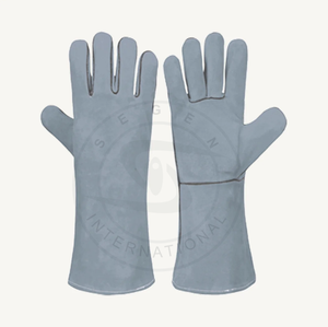 ถุงมือเชื่อมโลหะ Segen International SI-1100 สีมัสตาร์ด ขนาด XL ทำจากหนังวัวแท้บุขนแกะ ได้รับการรับรองมาตรฐาน EN-388 พร้อมแผ่นป้องกันนิ้วโป้งด้านหลัง - Product Image 3
