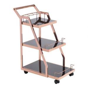 Diseño de lujo, forma personalizada, carrito para servir alimentos, pomadas de vidrio con acabado dorado, carrito para servir a precio mayorista - Product Image 2