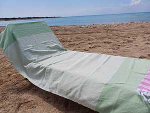 Large Size Striped Diamond Pattern Cotton <b>Turkish</b> Beach <b>Towel</b> Peshtemal Women Men Use Beach Sea Home Sauna Colorful Quick Drying - Product Image 3