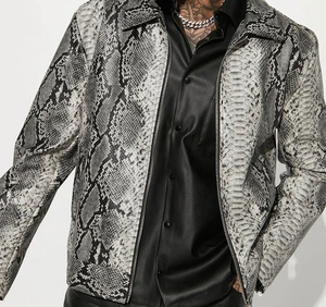 Survêtement homme imprimé serpent, manches longues, fermeture éclair, tenue streetwear, coupe classique, motif animal, matière polyester, automne - Product Image 5