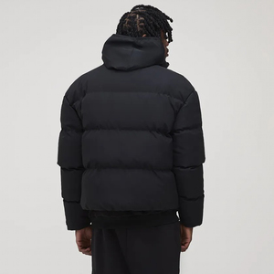 OEM Venta al por mayor de ropa de invierno personalizada deporte al aire libre a prueba de viento impermeable cálido acolchado color negro sólido chaqueta acolchada para hombre - Product Image 3