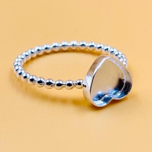 แหวนขอบรูปหัวใจคุณภาพสูงตั้งค่าแหวนเงินสเตอร์ลิงฐานว่างทำจากเรซินเบรอชชาทรงหลังเบี้ยทำด้วยตัวเองเครื่องประดับ jgj - Product Image 2