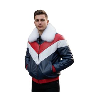 Blouson aviateur en peau de mouton pour homme fait à la main, en cuir véritable, chaud, durable, confortable et élégant, vêtement d'extérieur d'hiver personnalisé - Product Image 1