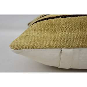 Subtle Striped <b>Vintage</b> Floral Kilim Patchwork Wool Pillow 14x14 Inch Woven Silk Decorative Cushion Portable <b>Bedding</b> - Product Image 4