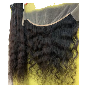 Vente en gros d'extensions de cheveux indiens vierges Remy à cuticules alignées, cheveux bruts simples dessinés de style vague naturelle soyeuse et droite - Product Image 1