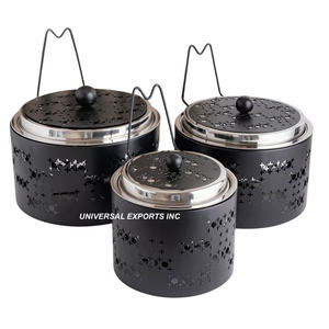 Juego de tres calentadores de comida de metal, cazuela hecha a mano con acabado personalizado, forma redonda, nueva olla caliente de metal de lujo - Product Image 6